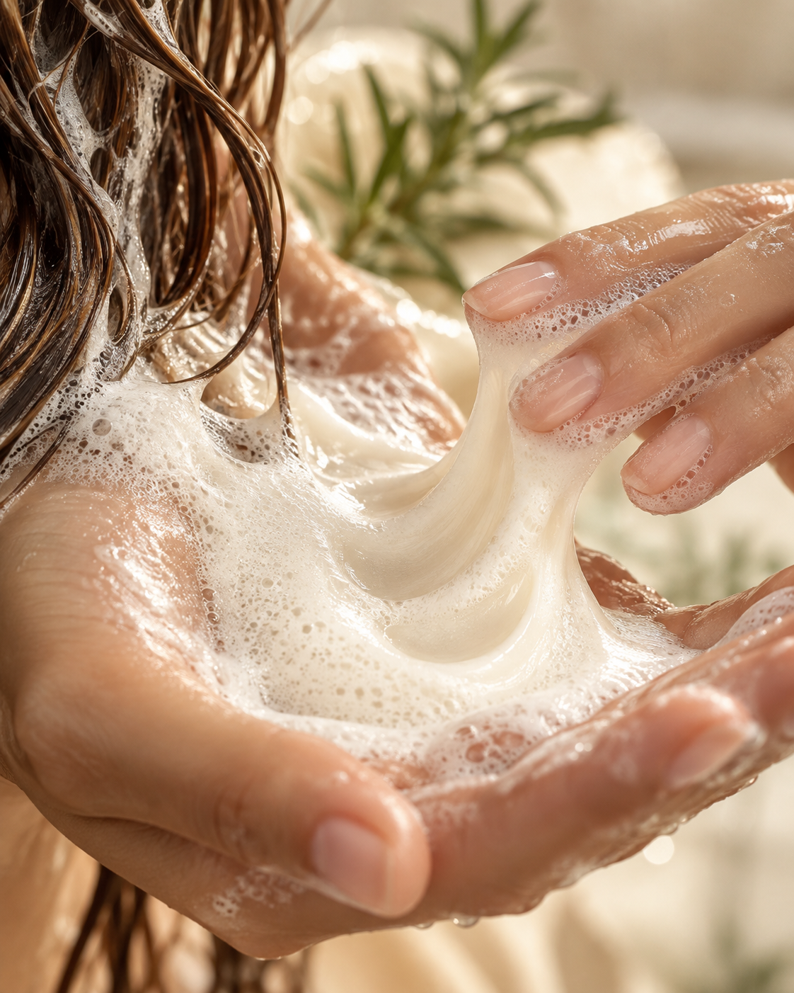 Texture cremosa dello shampoo FOLYRA