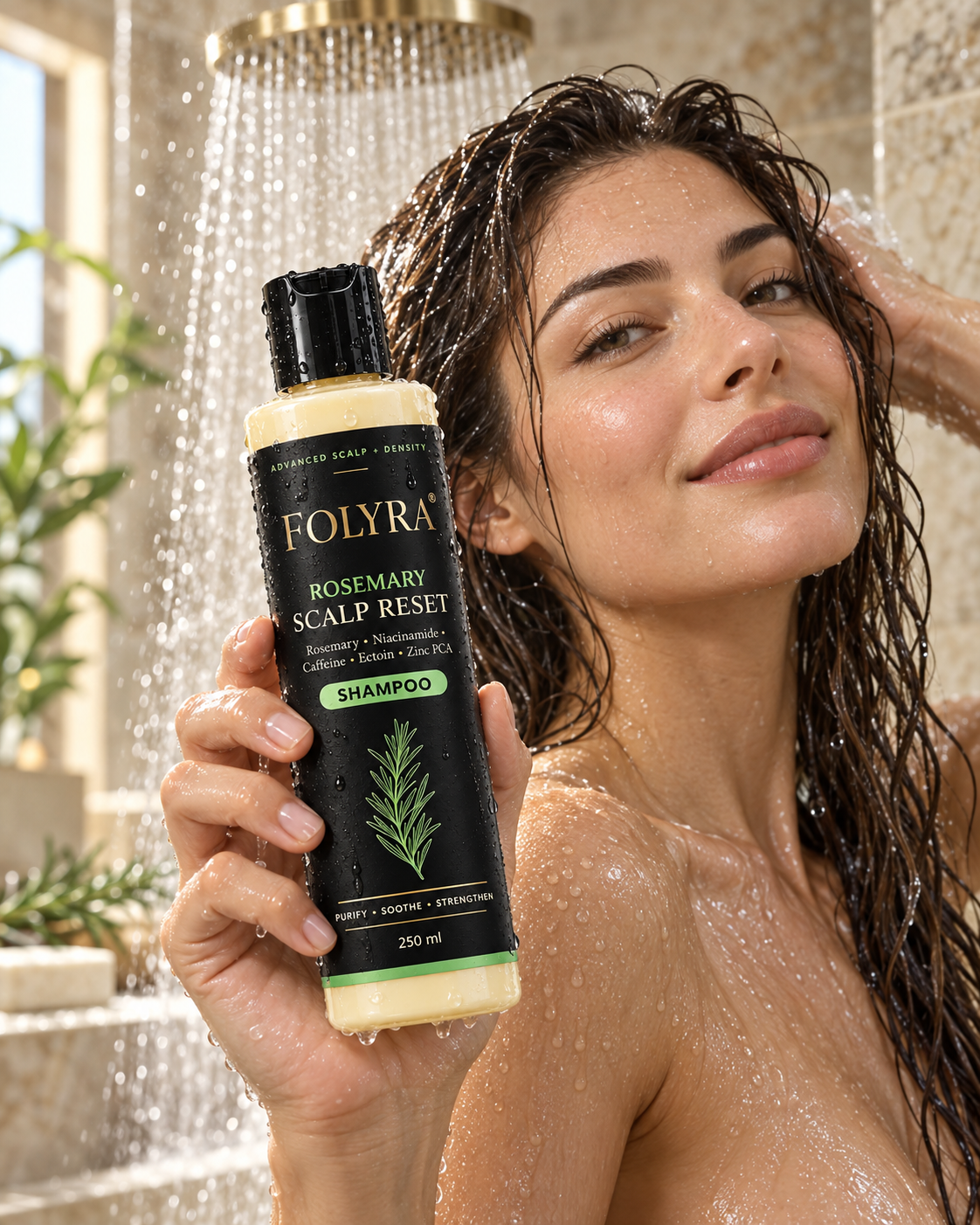 Applicazione dello shampoo FOLYRA durante la routine